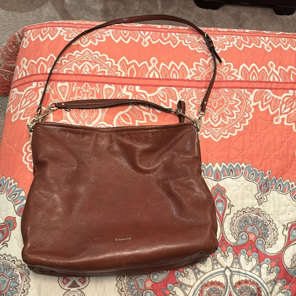 COACH Madison Hobo Bag Brown Leather Large Tote Bag